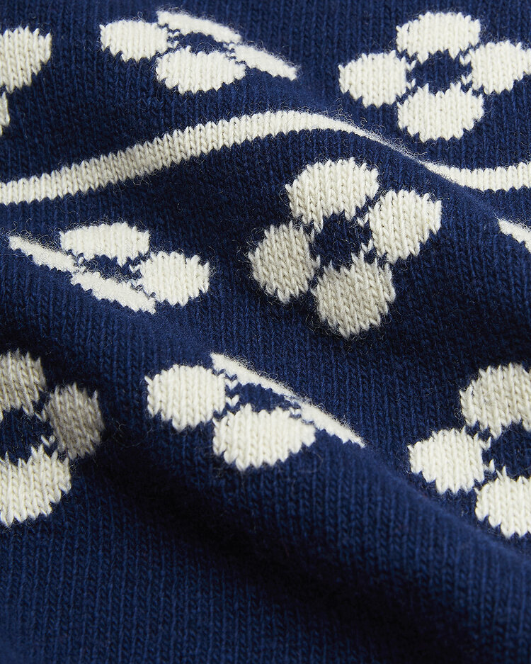 Mini Rodini Flowers Knitted Wool Sweater - Blue