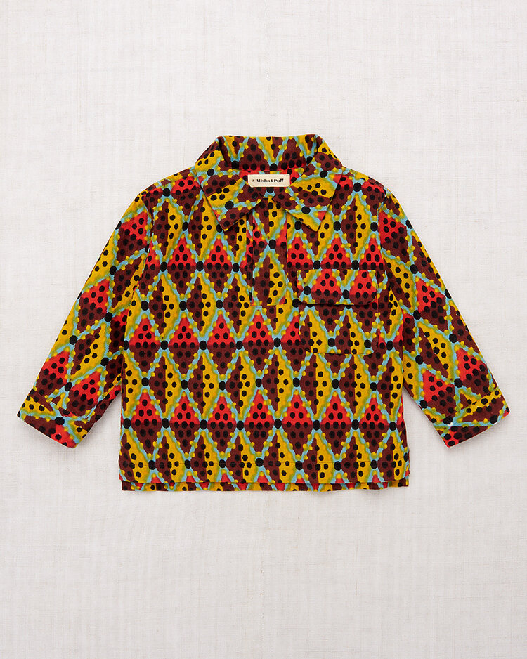 Misha & Puff Corduroy Arthur Top - Chestnut Harlequin Dots