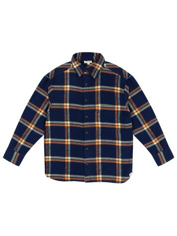 Jenest Scott Shirt - Navy Blue, Autumn Orange, Light Yellow Check