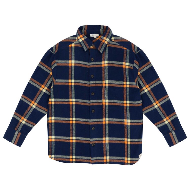 Jenest Scott Hemd - Navy Blue, Autumn Orange, Light Yellow Check