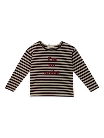 Babe & Tess Artist T-shirt Warm Jersey Stripes Nat/Burgundi