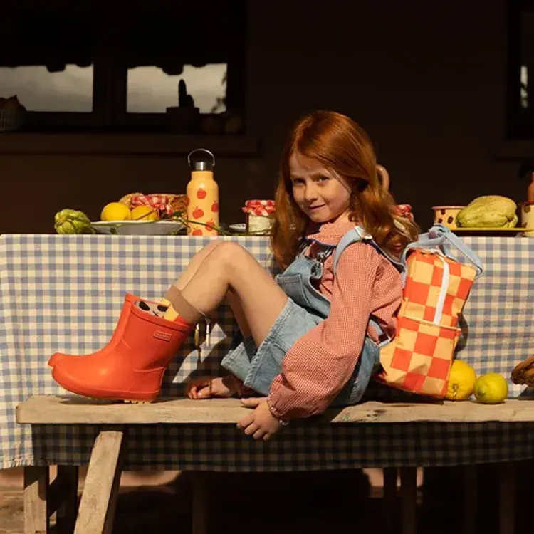 Sticky Lemon Backpack Small Farmhouse - Checkerboard Pear Jam + Ladybird Red