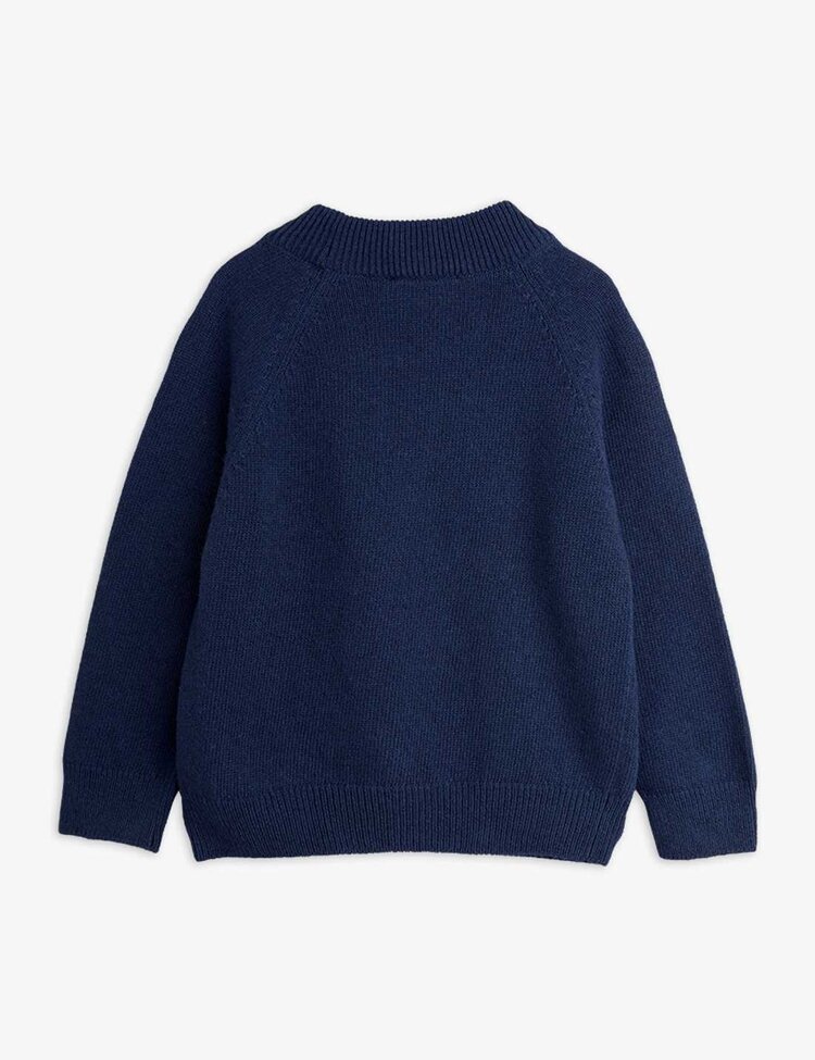 Mini Rodini Flowers Knitted Wool Sweater - Blue