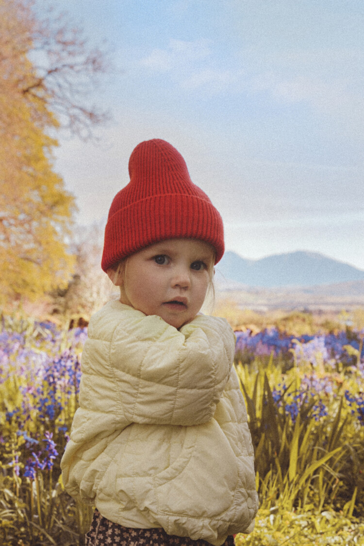 Hvid Beanie Fonzie - Red