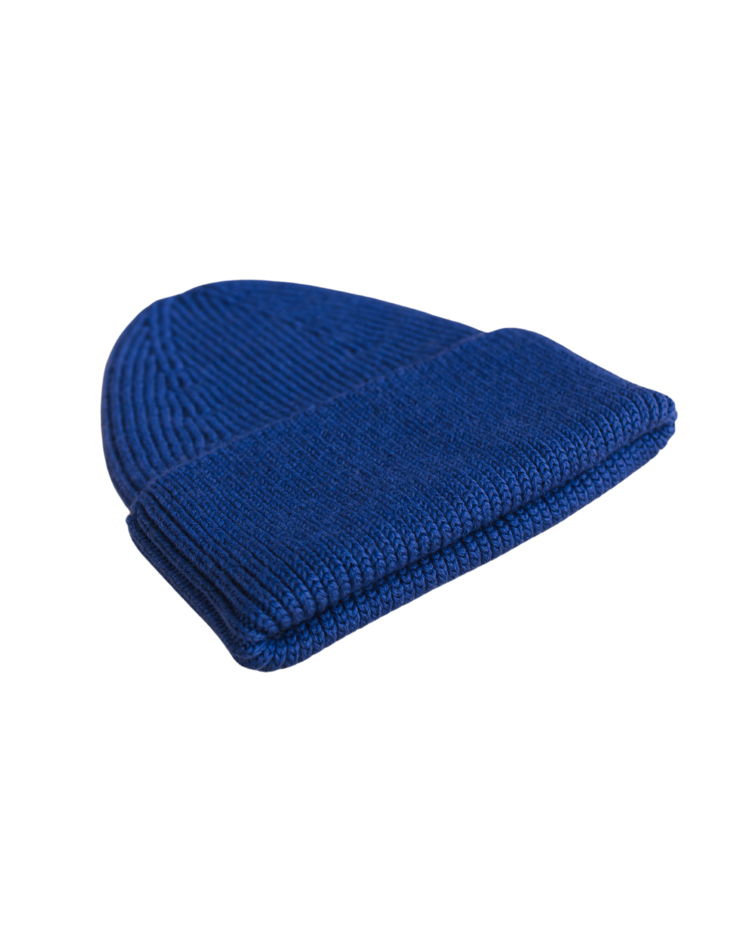 Hvid Beanie Fonzie - Cobalt Blue