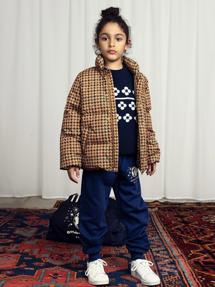 Mini Rodini Flowers Knitted Wool Sweater - Blue