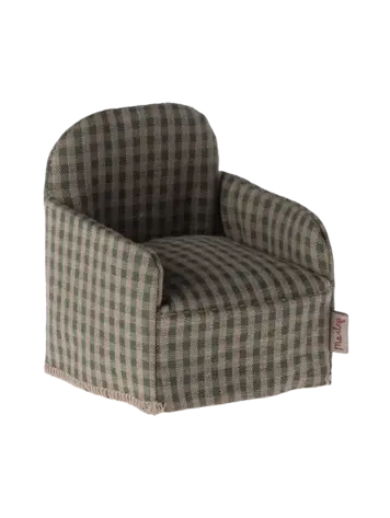 Maileg Chair, Mouse - Green checker