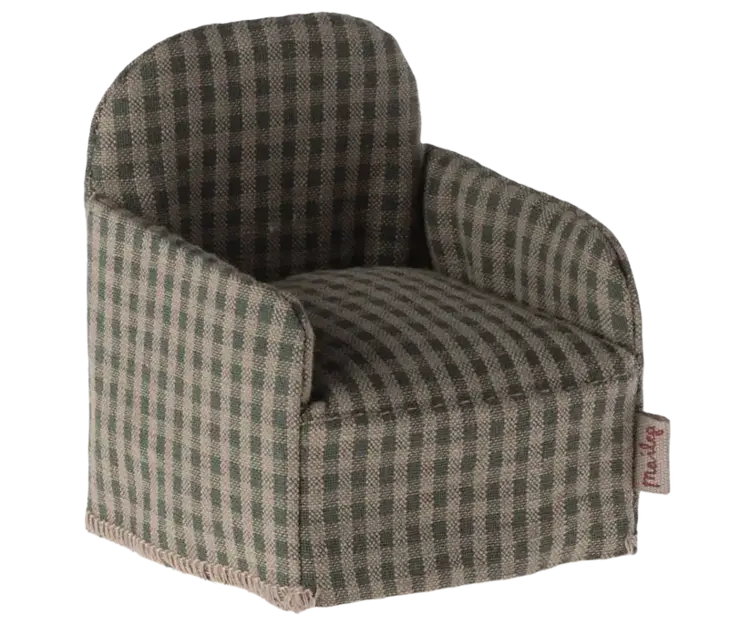 Maileg Chair, Mouse - Green checker