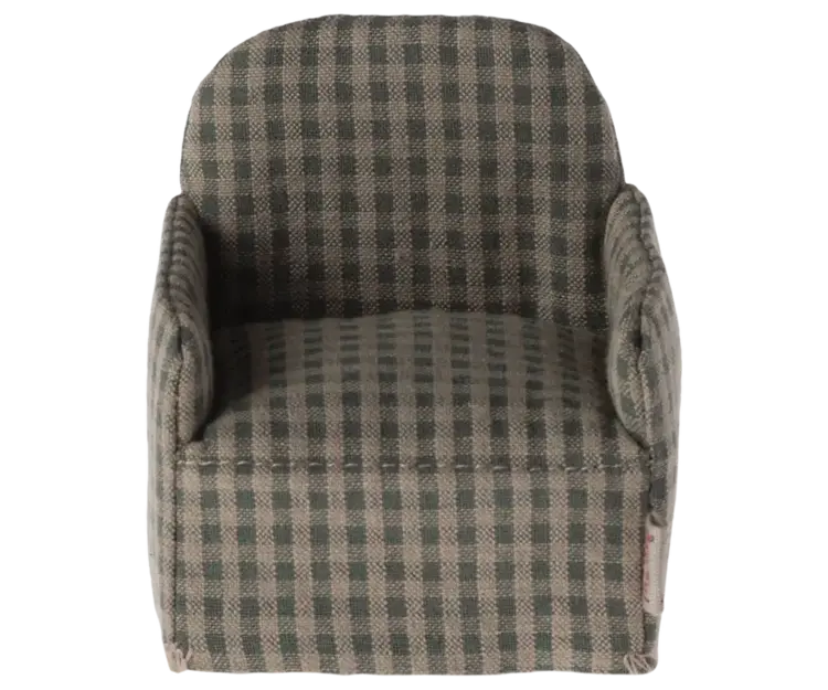 Maileg Chair, Mouse - Green checker