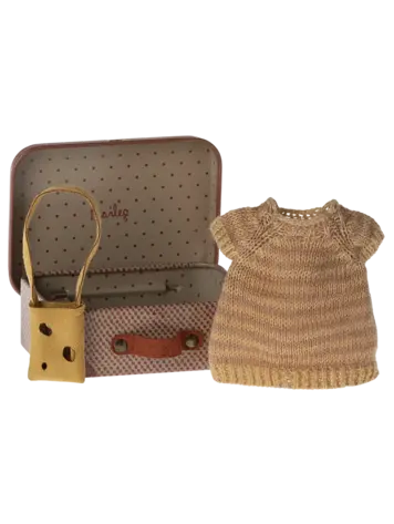 Maileg Knitted Dress And Bag In Suitcase, Big Sister Mouse
