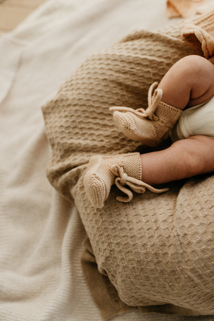 Hvid Blanket Frankie - Sand