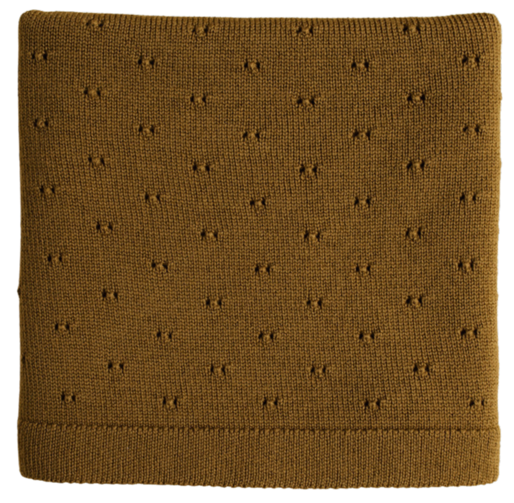 Hvid Blanket Bibi - Mustard