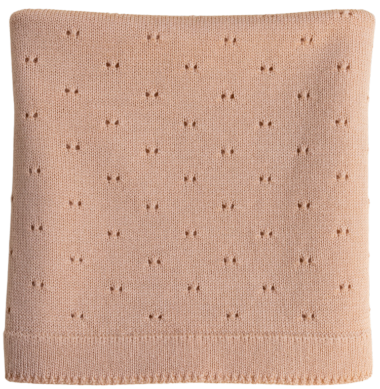 Hvid Blanket Bibi - Apricot