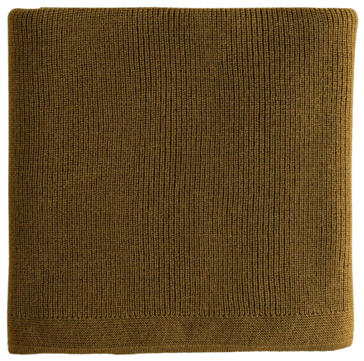 Hvid Blanket Felix - Mustard