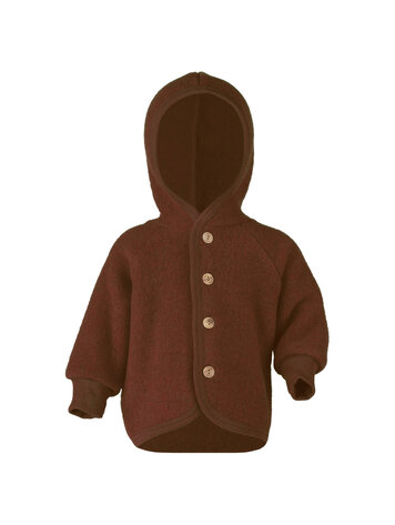 Engel Natur Hooded Jacket With Wooden Buttons - Cinnamon Mélange