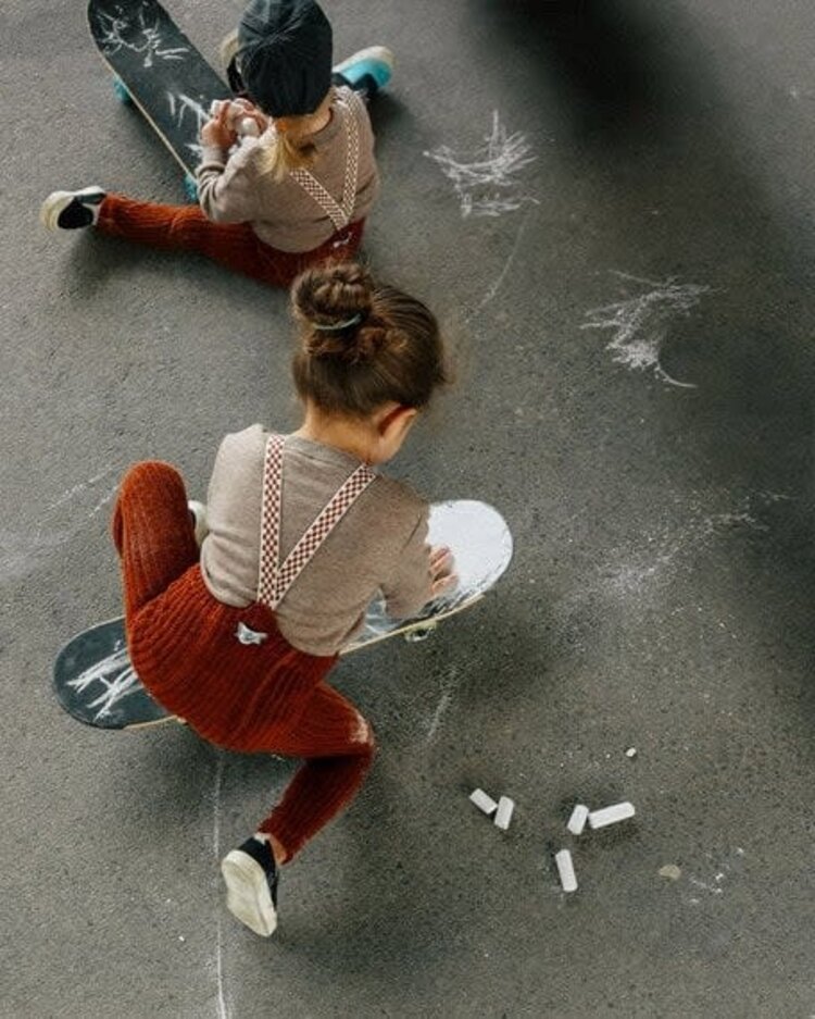 Silas Granny Teddy Footless Cotton Tights - Cinnamon Checked