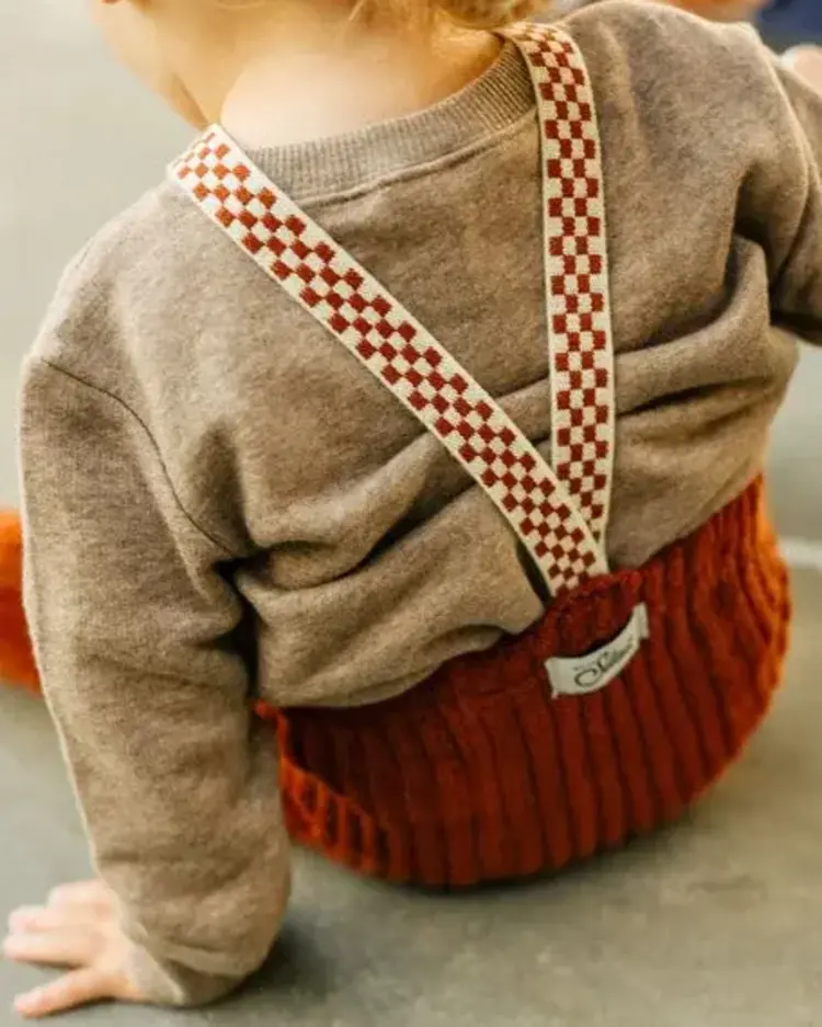 Silas Granny Teddy Footless Cotton Tights - Cinnamon Checked