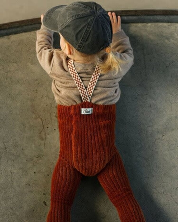 Silas Granny Teddy Footless Cotton Tights - Cinnamon Checked