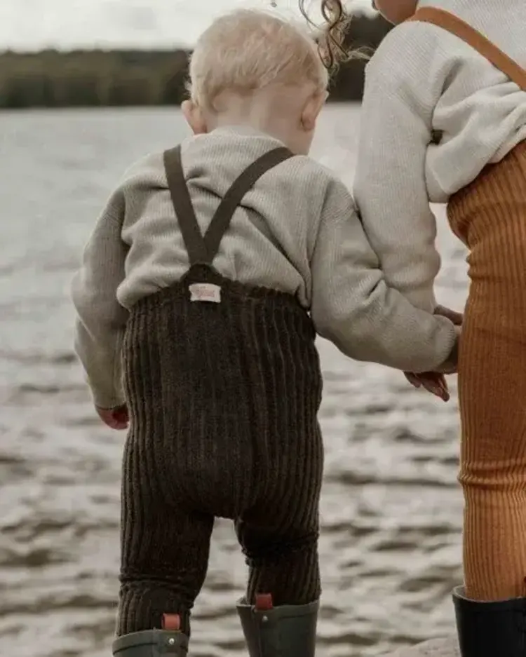 Silas Granny Teddy Footless Cotton Tights - Seaweed Brown