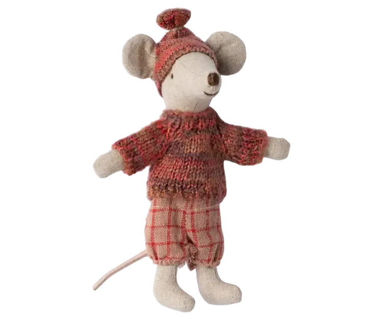 Maileg Winter mouse with ski set, Big sister - Rose