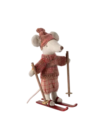 Maileg Winter mouse with ski set, Big sister - Rose