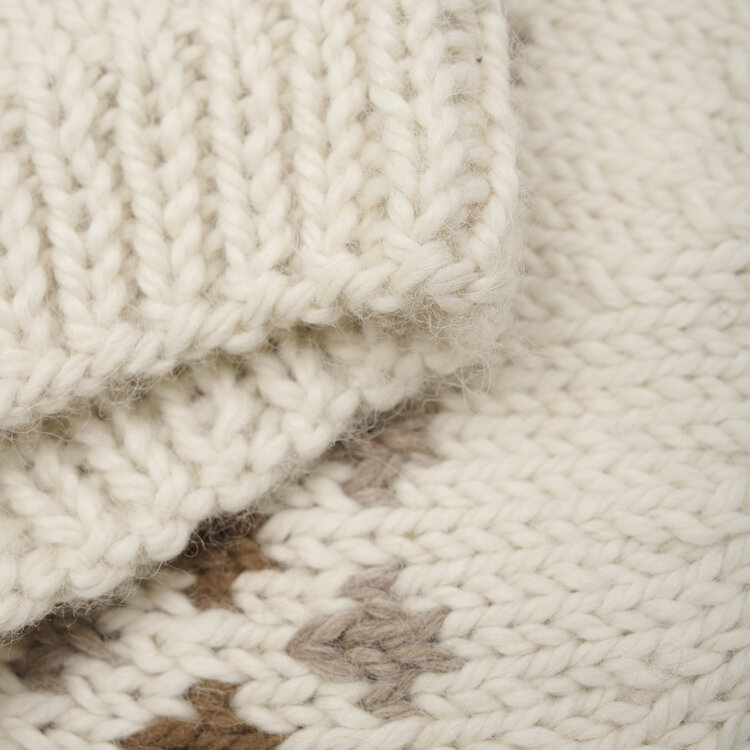 Huttelihut Hat Alpaca Wool Knit Pattern - Off-White