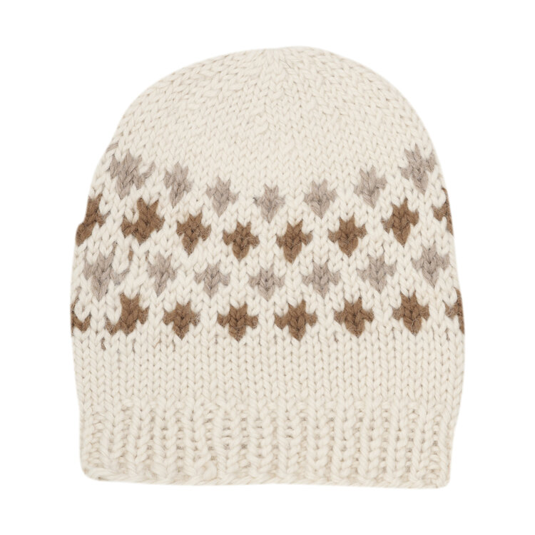 Huttelihut Hat Alpaca Wool Knit Pattern - Off-White