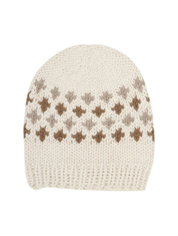 Huttelihut Hat Alpaca Wool Knit Pattern - Off-White