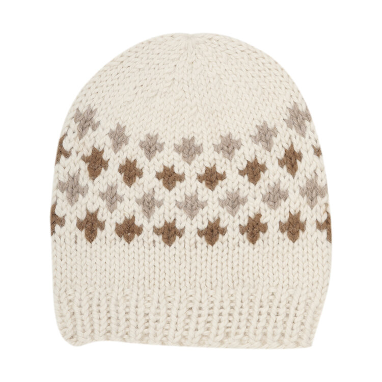 Huttelihut Hat Alpaca Wool Knit Pattern - Off-White