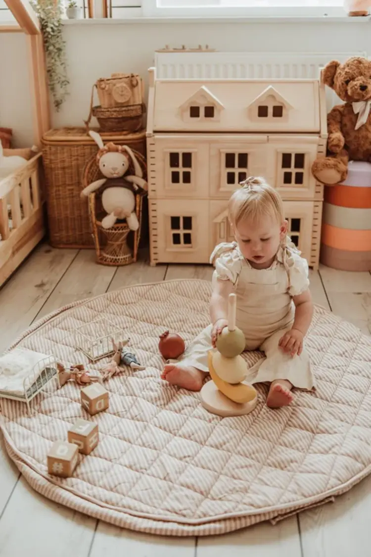 Play&Go Organic Babymat - Stripes Brown