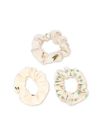 Konges Sløjd Set van 3 Scrunchies Small - Cherry/Lemon Fleur Coloré