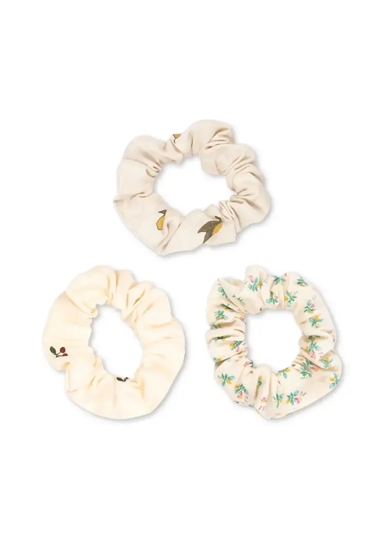 Konges Sløjd 3 Pack Scrunchie Small - Cherry/Lemon Fleur Coloré