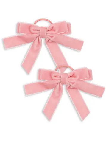 Konges Sløjd 2 Pack Velvet Double Bow Elastic - Peony Pink
