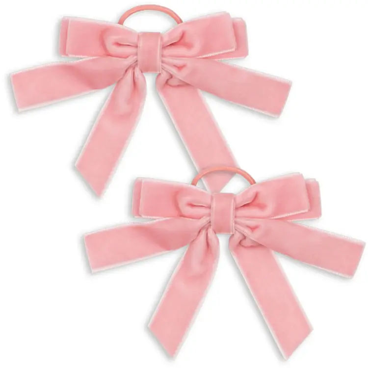 Konges Sløjd Set Van 2 Haarelastiekjes Met Strikjes - Peony Pink