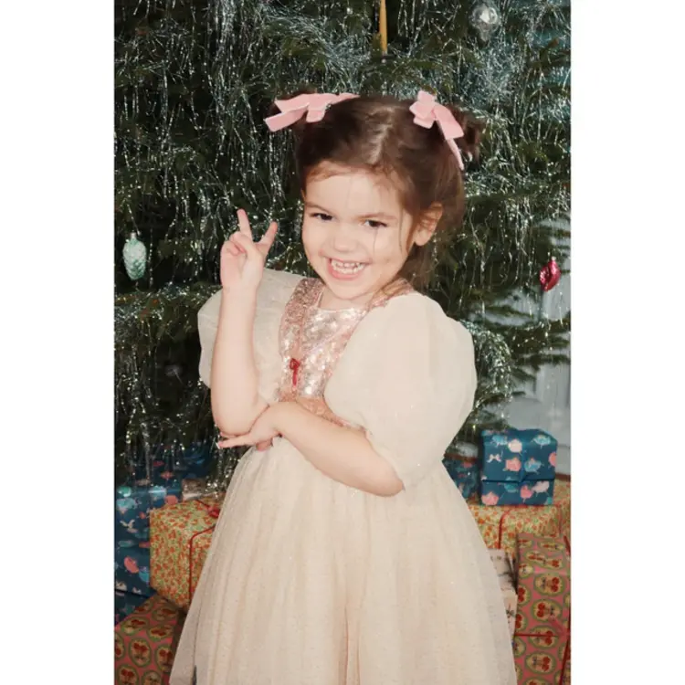 Konges Sløjd 2 Pack Velvet Double Bow Elastic - Peony Pink