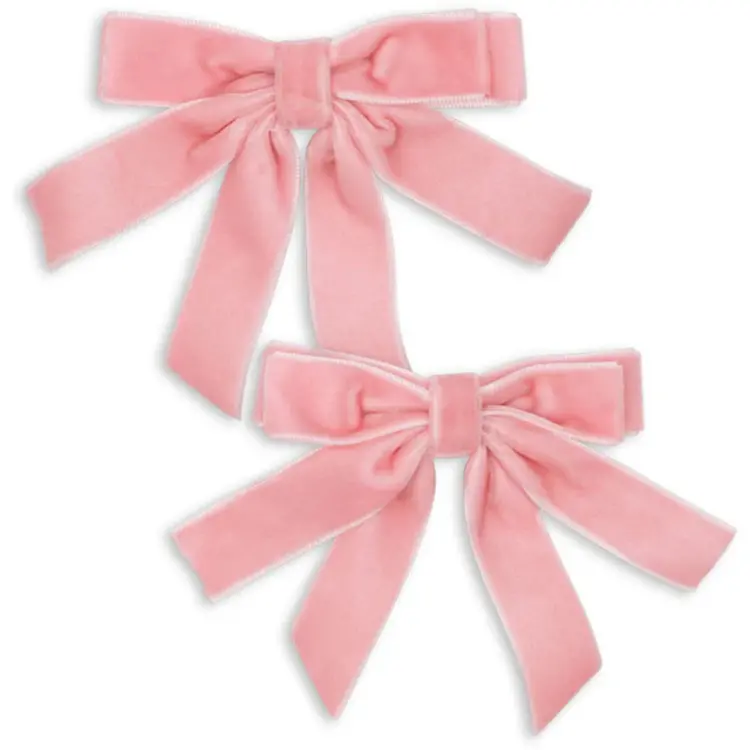 Konges Sløjd 2 Pack Velvet Double Bow Hair Clips - Peony Pink
