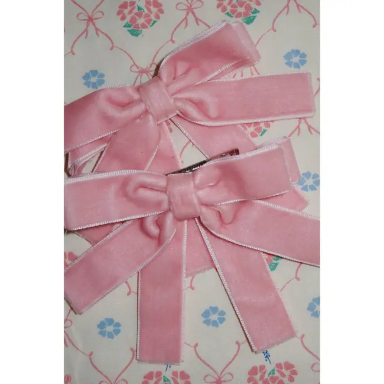 Konges Sløjd 2 Pack Velvet Double Bow Hair Clips - Peony Pink