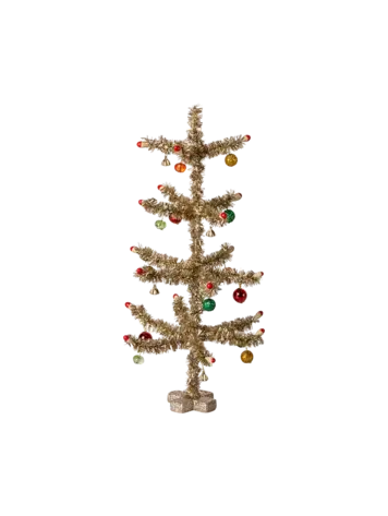 Maileg Christmas tree, Gold - Red and green decoration