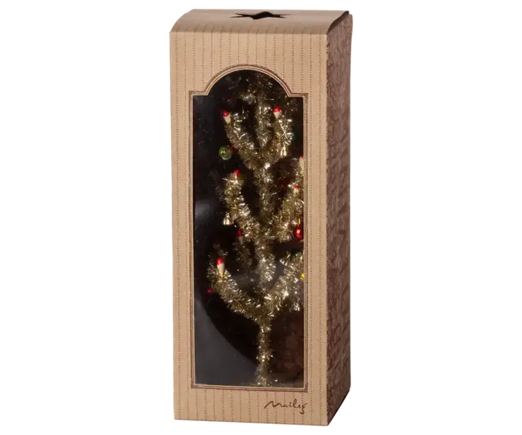 Maileg Christmas tree, Gold - Red and green decoration
