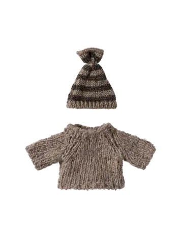 Maileg Knitted sweater and hat, Big brother mouse