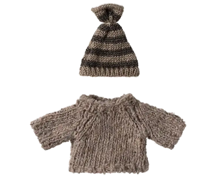 Maileg Knitted sweater and hat, Big brother mouse