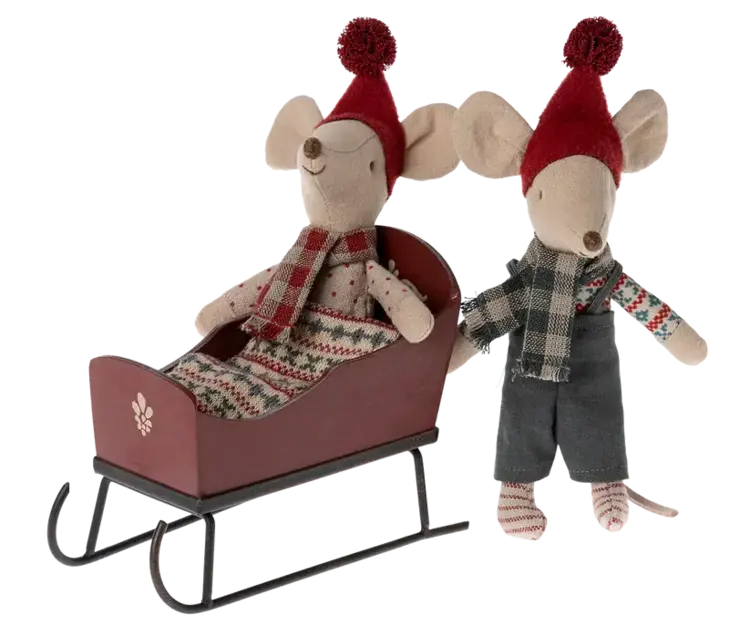Maileg Sleigh, Mouse - Red