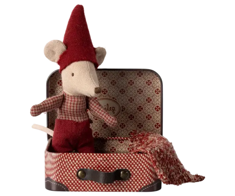 Maileg Christmas Mouse, Baby In Suitcase