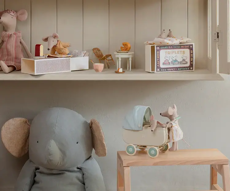 Maileg Pram, Micro - Blue