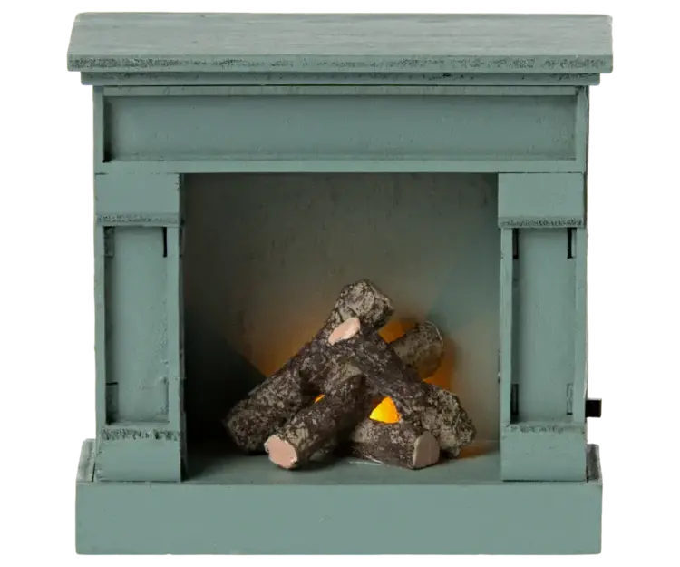 Maileg Fireplace, Mouse - Blue