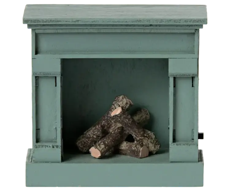 Maileg Fireplace, Mouse - Blue