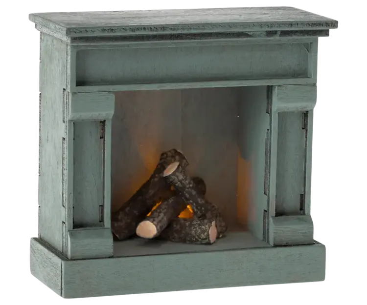 Maileg Fireplace, Mouse - Blue