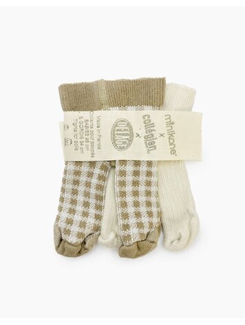 Minikane Minikane X Delage – Pack of 2 soft lambskin/taupe checked tights