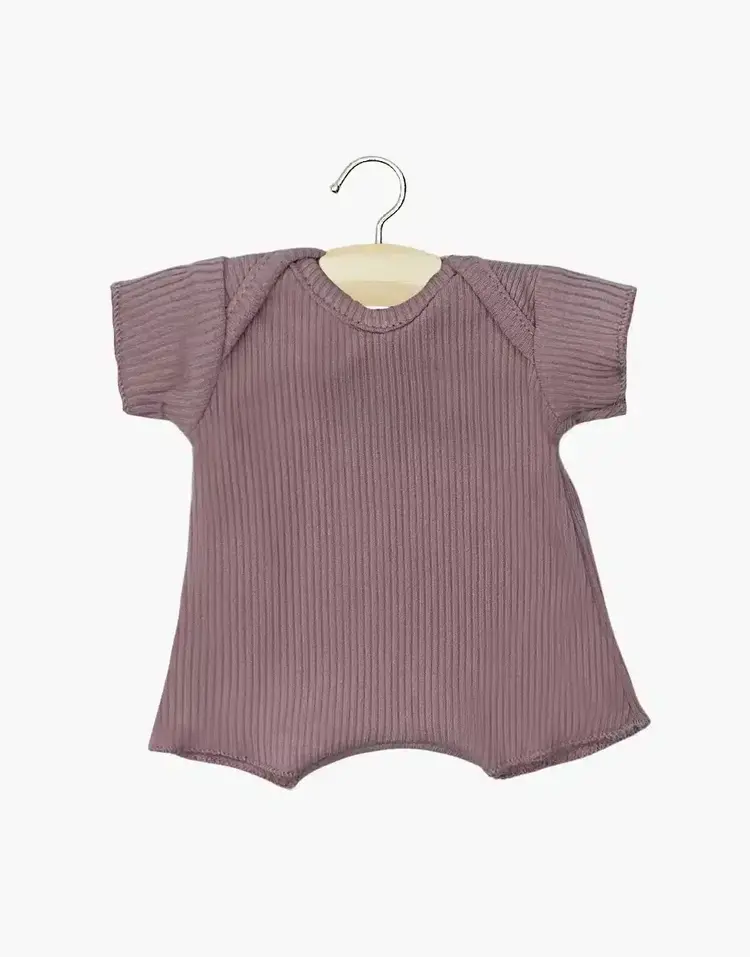 Minikane  Babies – Ribbed Shorty Bodysuit In Dark Orchid