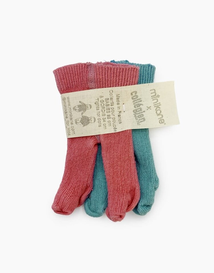 Minikane Pack Of 2 Lychee/Lagoon Pink Tights